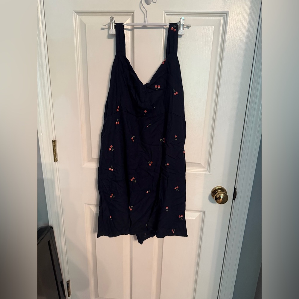 Old Navy Navy with Cherries Print Sun Dress in XL.